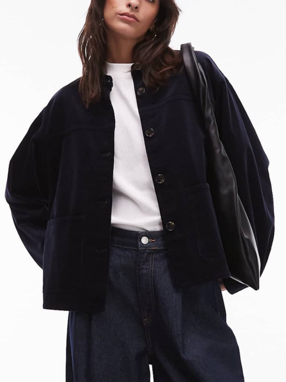 Arket Dark Navy Button-Down Overshirt